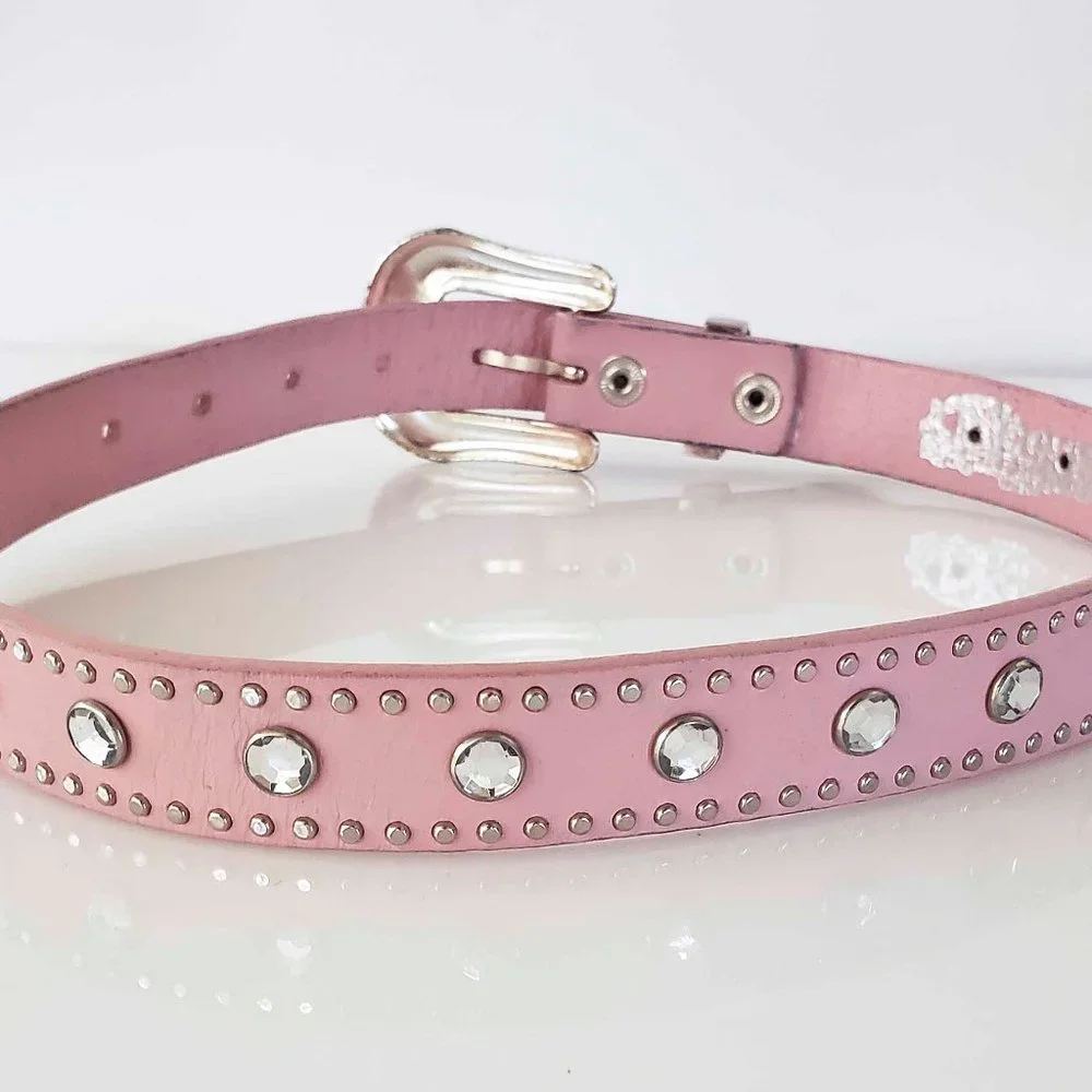 Nocona Girls Pink Leather and Rhinestone Belt Size 24